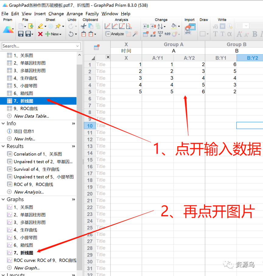 神器！GraphPad作各种图万能模板，输入数据，直接出图！